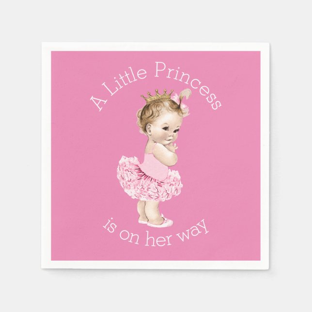 En liten princess Ballerina Baby Shower Rosa Pappersservett (Framsidan)