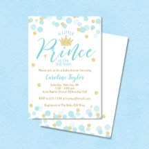 En liten prins Baby Shower Blue Guld Glitter