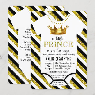En liten prins glitter baby shower inbjudan