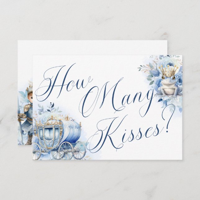 En liten prins Royal blå dusch kyssar Inbjudningar (Fram/baksida)