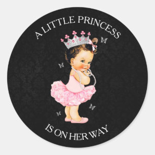 En liten prinsessa är på väg Baby Shower Runt Klistermärke