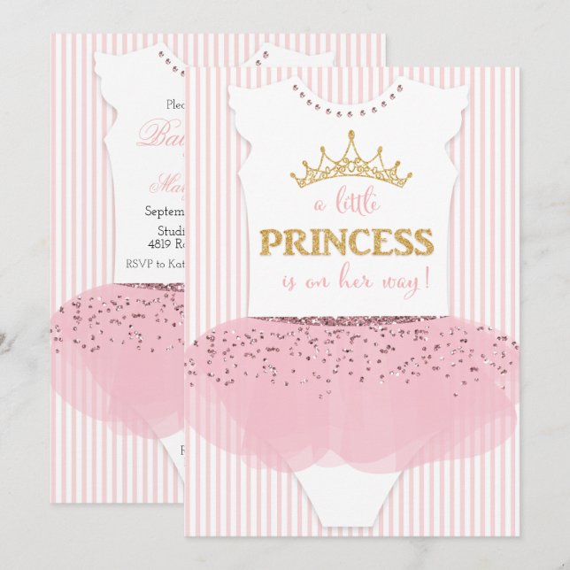 En liten prinsessa baby shower inbjudan (Fram/baksida)