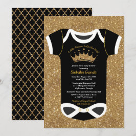 En liten prinsessa Black & Royal Guld Baby Shower Inbjudningar