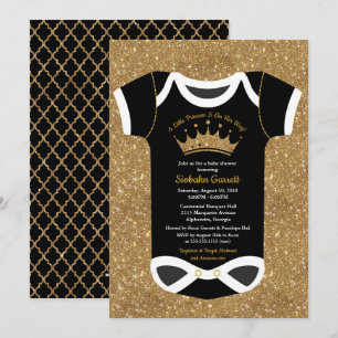 En liten prinsessa Black & Royal Guld Baby Shower Inbjudningar