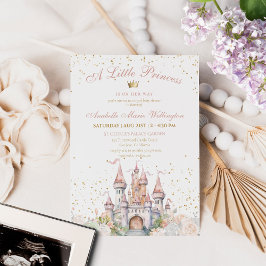 En liten prinsessa Castle Shower för Guld Krona Inbjudningar