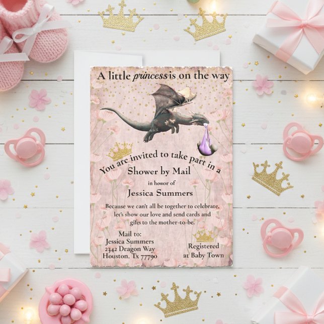 En liten prinsessa Dragon Baby Shower by Mail Inbjudningar (Skapare uppladdad)