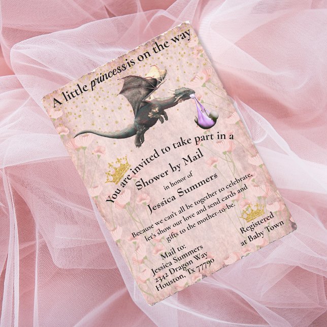 En liten prinsessa Dragon Baby Shower by Mail Inbjudningar (Skapare uppladdad)
