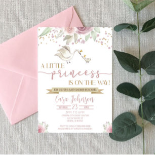 En liten prinsessa Mamma Baby Svan Krona Baby Show Inbjudningar