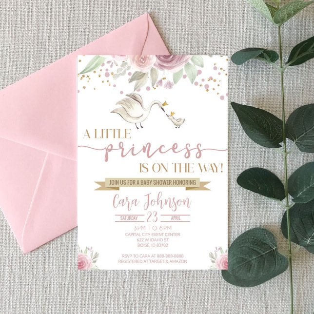 En liten prinsessa Mamma Baby Svan Krona Baby Show Inbjudningar (Skapare uppladdad)