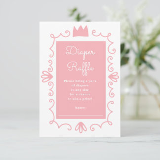 En liten prinsessa Modern Rosa Flick Baby Shower Tilläggskort