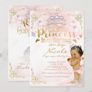En liten prinsessa rosa gnistrande babyflicka show inbjudningar