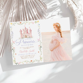 En liten prinsessa slott blomster baby shower foto inbjudningar
