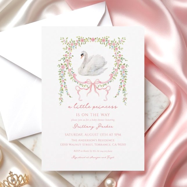 En liten prinsessa Svanflicka Baby Shower Inbjudningar (Skapare uppladdad)