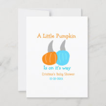 En liten pumpa är på väg baby shower orange
