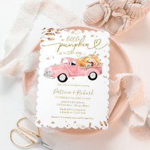 En Liten Pumpa är På Väg Flickas Babyshower Inbjudningar