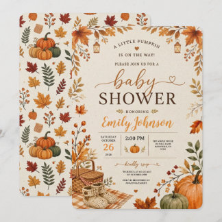 En Liten Pumpa är På Väg Höst Baby Shower Inbjudningar