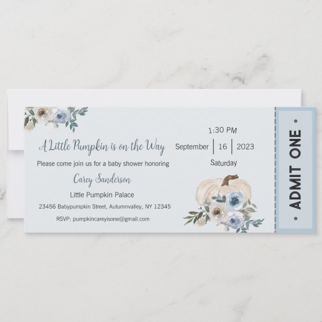 En liten pumpa är på väg inbjudan, Bebis Inbjudningar (Framsida)