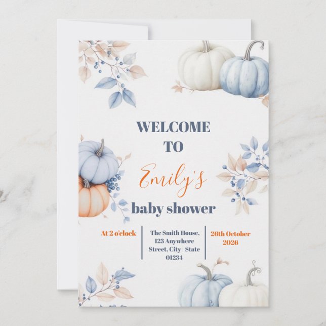 En liten pumpa är på väg inbjudningar (Framsida)