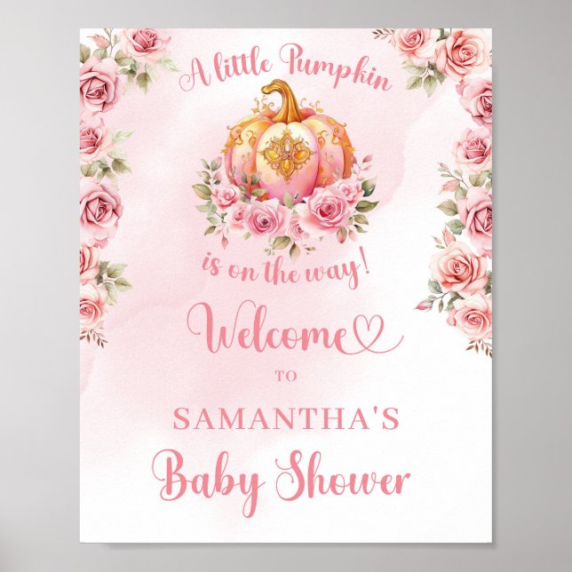 En liten pumpa är på väg mot rosa och guld. poster (Framsidan)