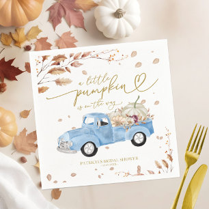 En Liten Pumpa är På Väg Pojk Babyshower Pappersservett