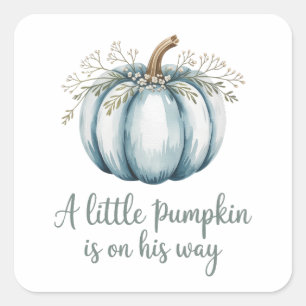 En liten pumpa är på väg till Baby Shower Fyrkantigt Klistermärke