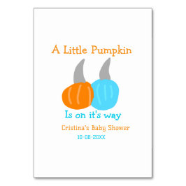 En liten pumpa är på väg till orangen för babydusc bordsnummer