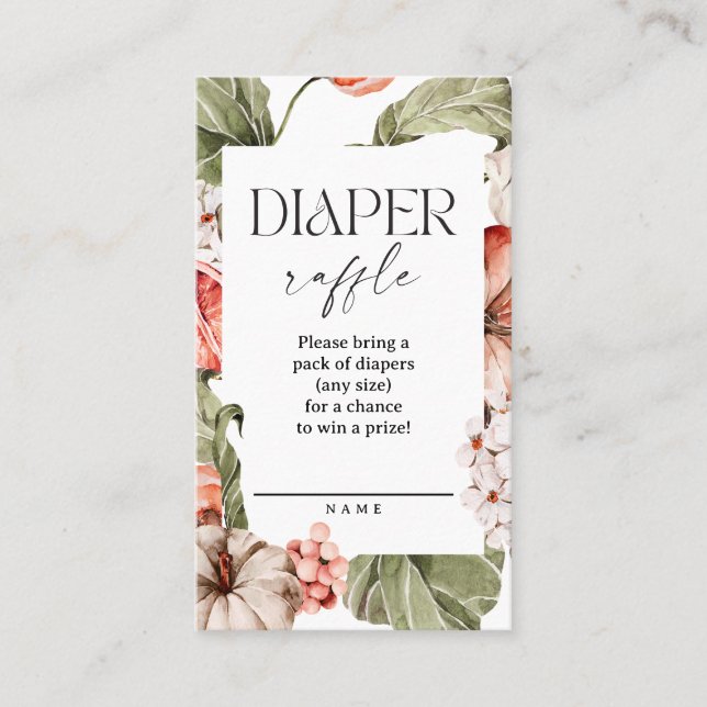 En liten pumpa baby shower blöjraffle kort (Framsida)