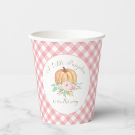 En liten pumpa baby shower blommande rosa randig