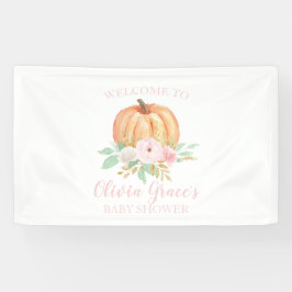 En liten pumpa baby shower rosa blommig