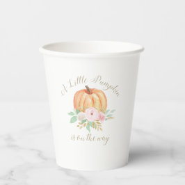 En liten pumpa baby shower rosa blommor