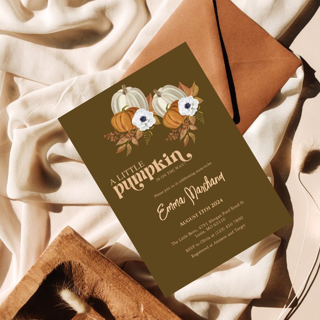 En liten pumpa, babyduschpumpa, blommigt inbjudningar (Skapare uppladdad)