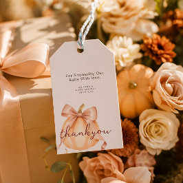 En liten Pumpa Båge Rosa Bebis Baby Shower Vattenf Presentetikett