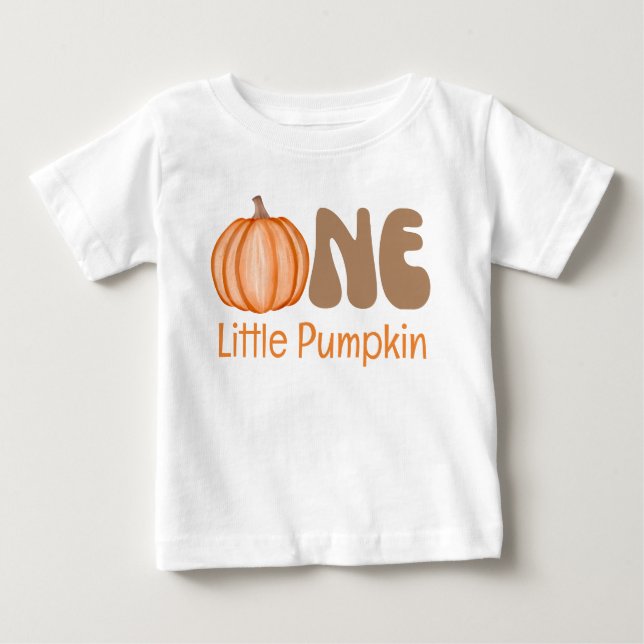 En liten pumpa bebis 1-årsdag t shirt (Framsida)