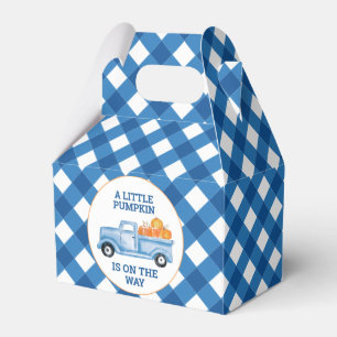 En liten pumpa blå lastbil höst baby shower presentaskar