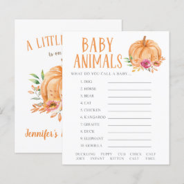 En liten pumpa blommande baby djur shower spel