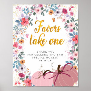 En liten pumpa blommig krans höst gunstlingar poster