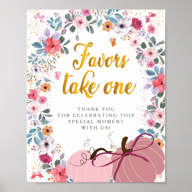 En liten pumpa blommig krans höst gunstlingar poster (Framsidan)