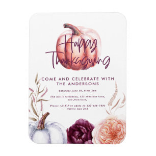 En liten pumpa blommigt sjunker lila thanksgiving magnet