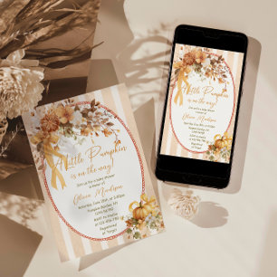 En liten pumpa blomster baby shower inbjudan