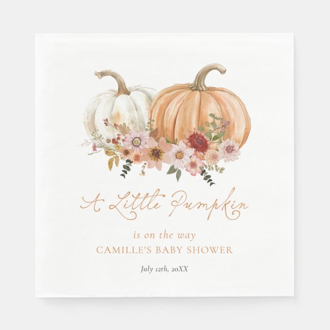 En liten pumpa boho blommande baby shower pappersservett (Framsidan)