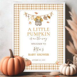 En liten pumpa boho höst baby shower välkomstskylt poster