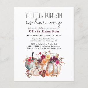 En liten pumpa budget höst blommande baby shower