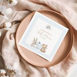 En liten pumpa Fall Blå Gingham Pojke Bebis Shower Pappersservett