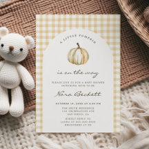En liten pumpa Gingham Baby Shower-inbjudan