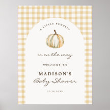 En liten pumpa Gingham Baby Shower-inbjudan