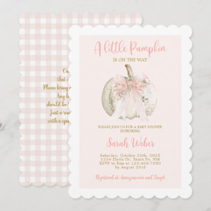 En liten pumpa gingham höst baby shower flicka inbjudningar