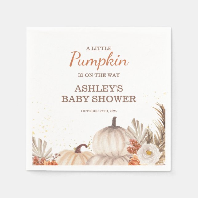 En Liten Pumpa, Höst Baby Shower Boho Pappersservett (Framsidan)