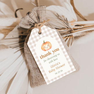 En liten pumpa höst baby shower presentkort presentetikett