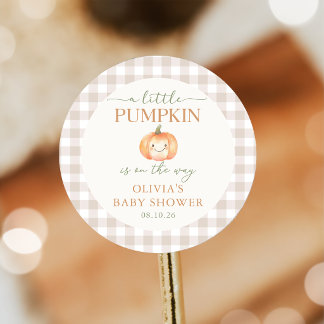 En liten pumpa höst bebis shower dekal runt klistermärke