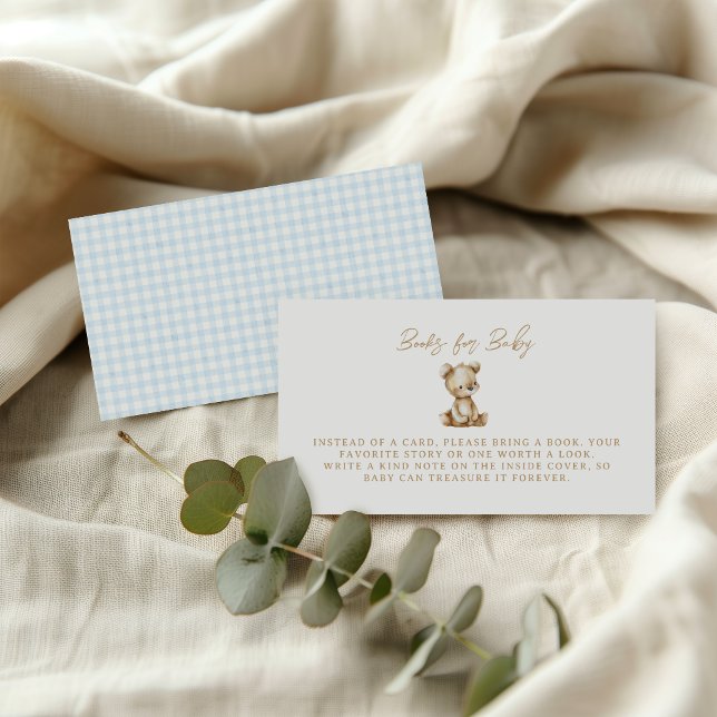 En Liten Pumpa Höst Blå Gingham Böcker för Bebis Tilläggskort (A Little Pumpkin Blue Gingham Fall Baby Baby Shower Books for Baby Enclosure Card)